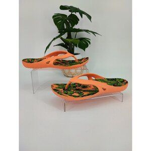 Crocs Women's Kadee Papaya Palm Print Flip Flops Size 10 US